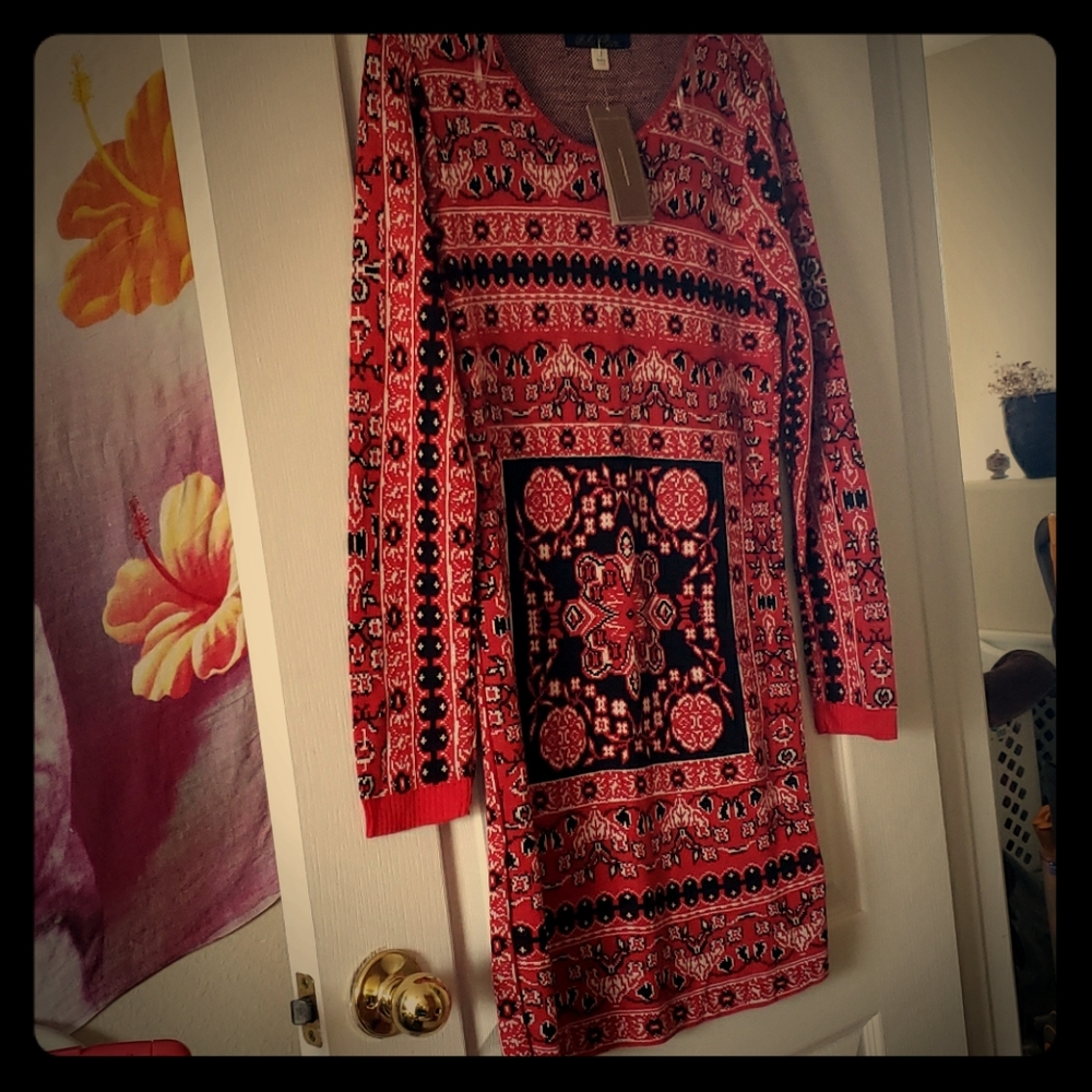 Blue rain sweater dress size small Francescas
